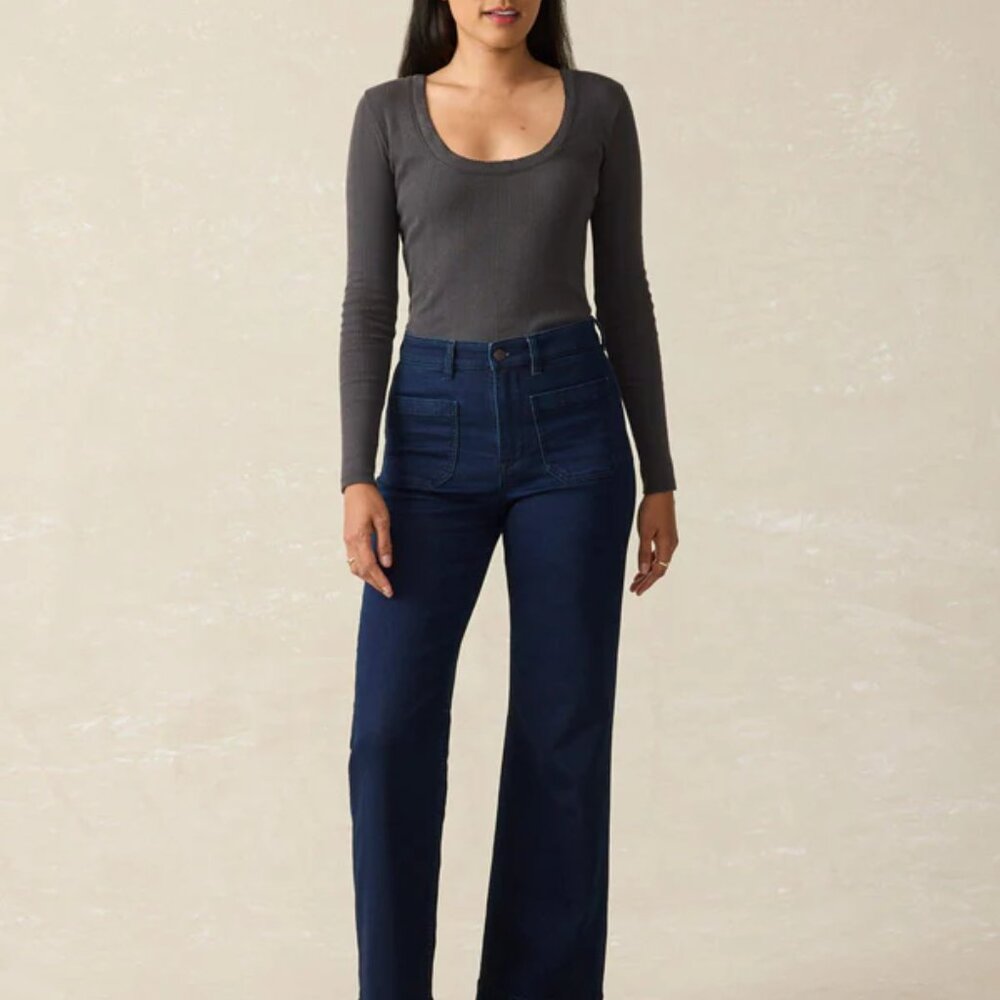 Faherty Pacific Pointelle Scoop Neck - Washed Black